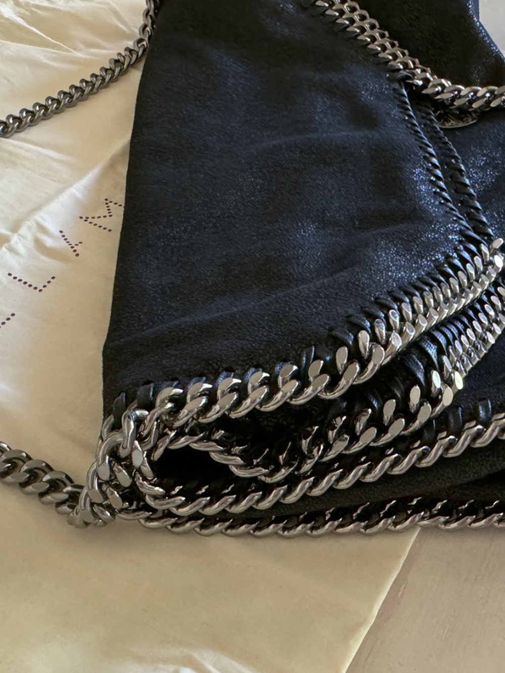 Stella McCartney Falabella Tote Bag Black Silver Chain Clutch Handbag Purse - Picture 11 of 13